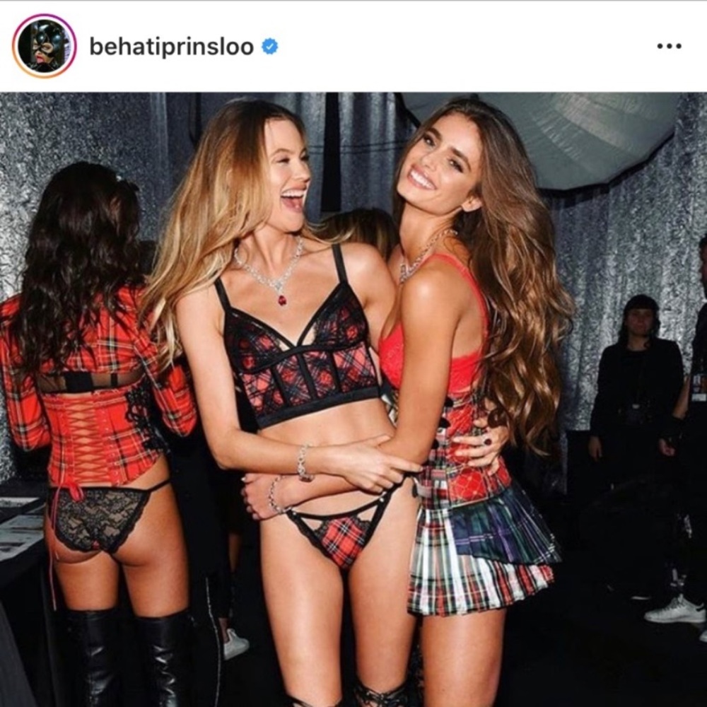 VS Lace Plaid Longline Bralette 2018 Fashion Show
